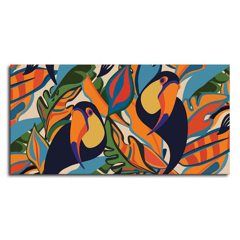 Abstract Art Toucans Wall Painting - Decor Mantra 