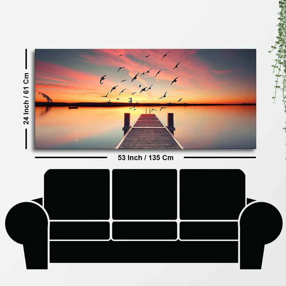 Wooden Jetty in Sunset Canvas wall Painting Decor Mantra