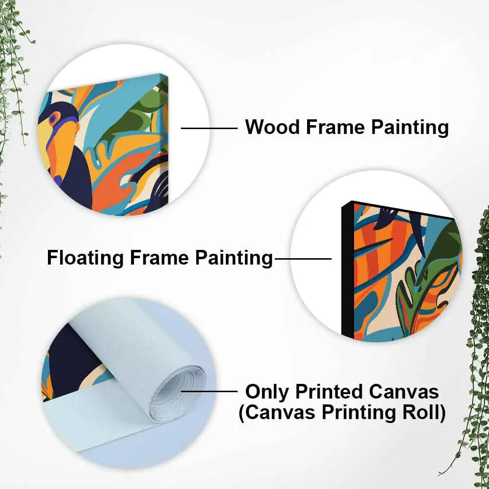 Abstract Art Toucans Wall Painting - Decor Mantra 