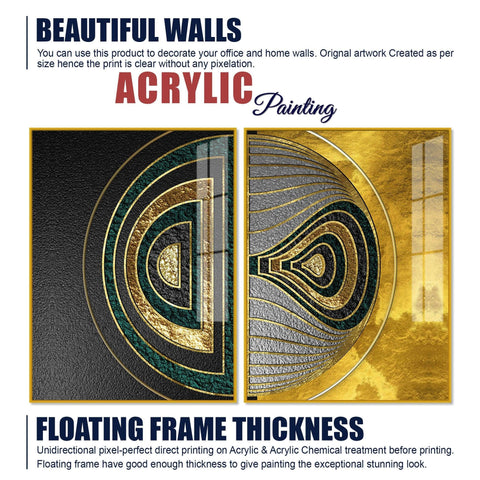 Luxurious Circular Pattern Acrylic Floating Wall Painting Set of 2 - Decor Mantra 