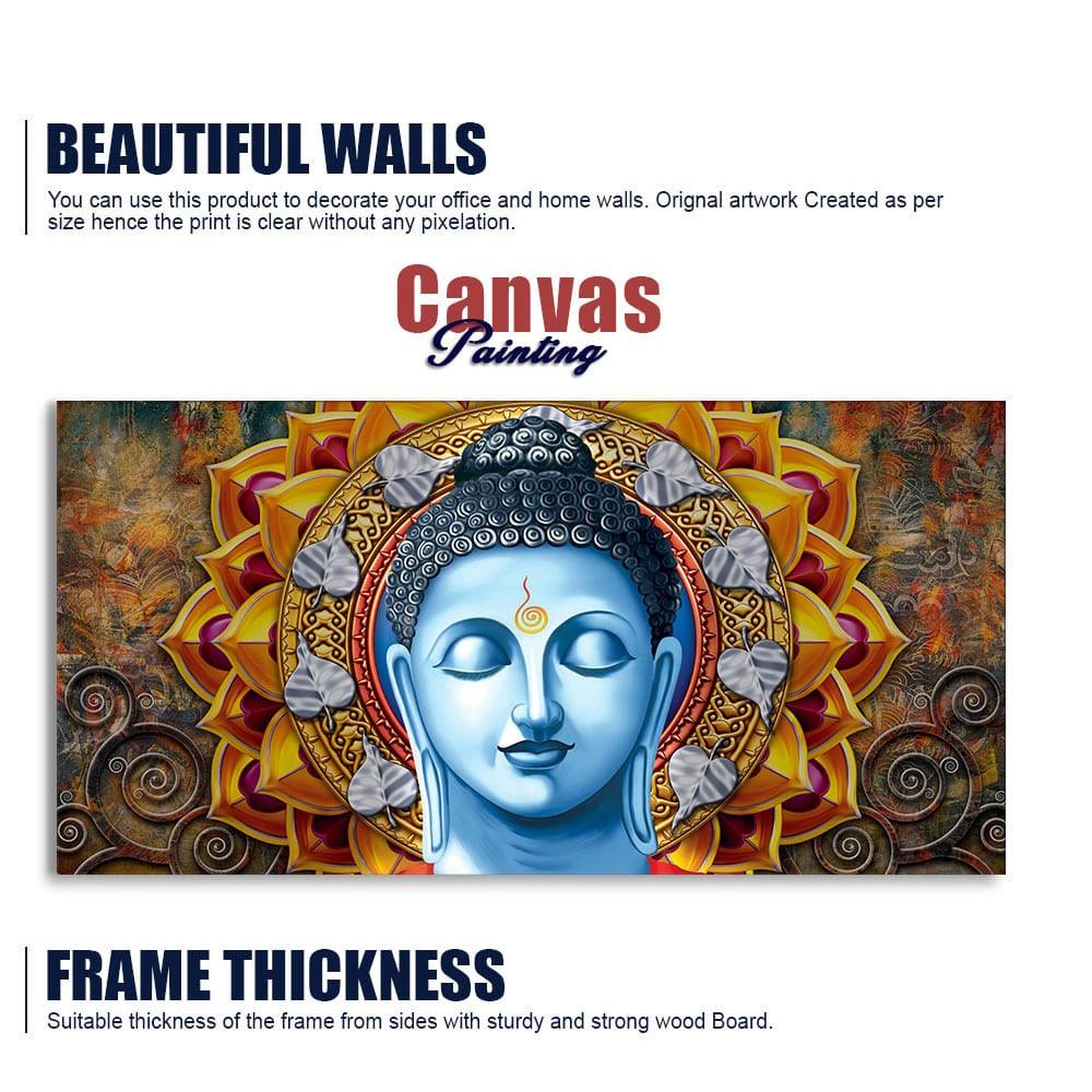 Lord Gautam Buddha Serene Face Canvas Wall Painting - Decor Mantra 