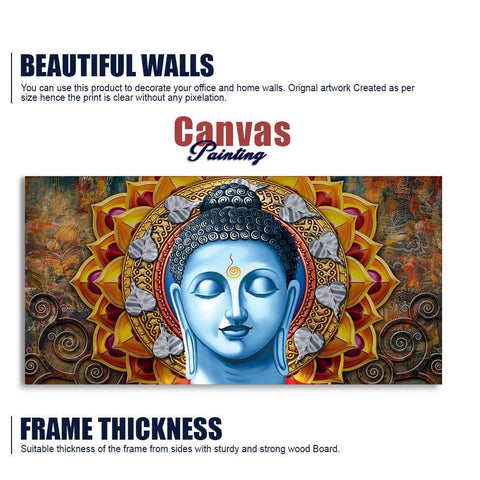 Lord Gautam Buddha Serene Face Canvas Wall Painting - Decor Mantra 