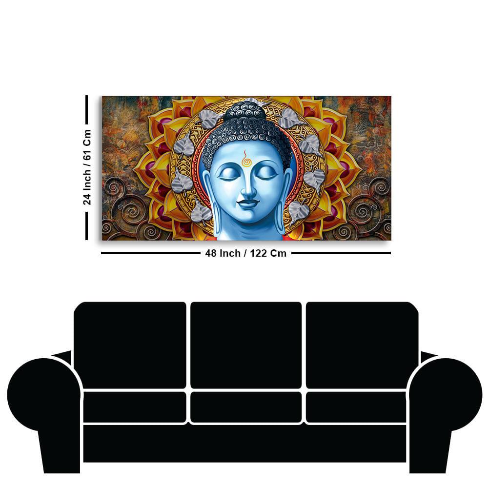 Lord Gautam Buddha Serene Face Canvas Wall Painting - Decor Mantra 