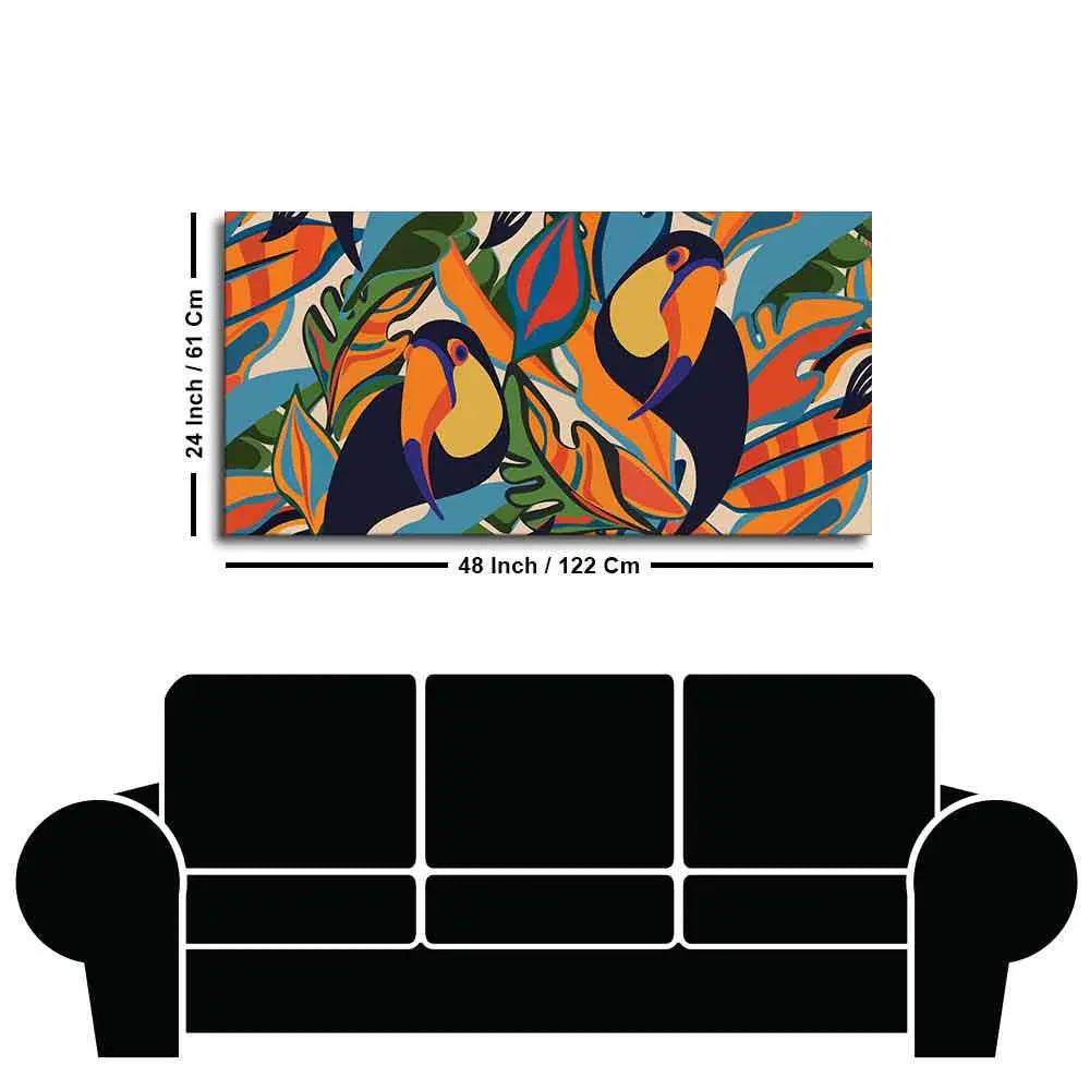 Abstract Art Toucans Wall Painting - Decor Mantra 