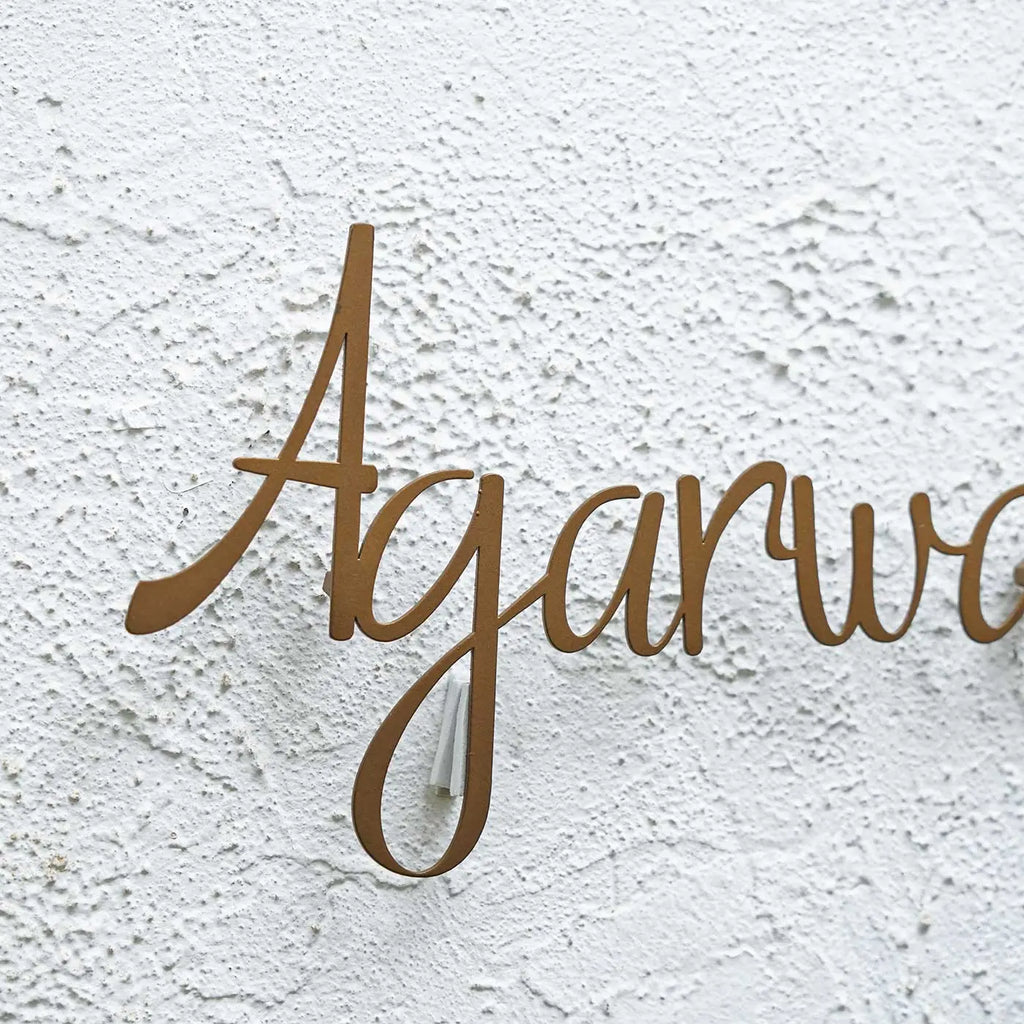 Personalized Weatherproof Metal Name Plate for Home | Elegant Laser Cut Design for Outdoor Entrance - Harshita Craft