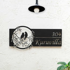 Personalized Bird Themed Weatherproof Name Plate with House Number - Harshita Craft