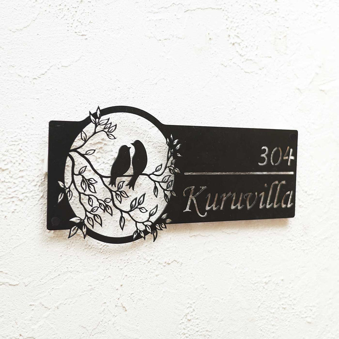 Personalized Bird Themed Weatherproof Name Plate with House Number - Harshita Craft