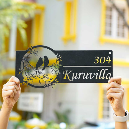 Personalized Bird Themed Weatherproof Name Plate with House Number