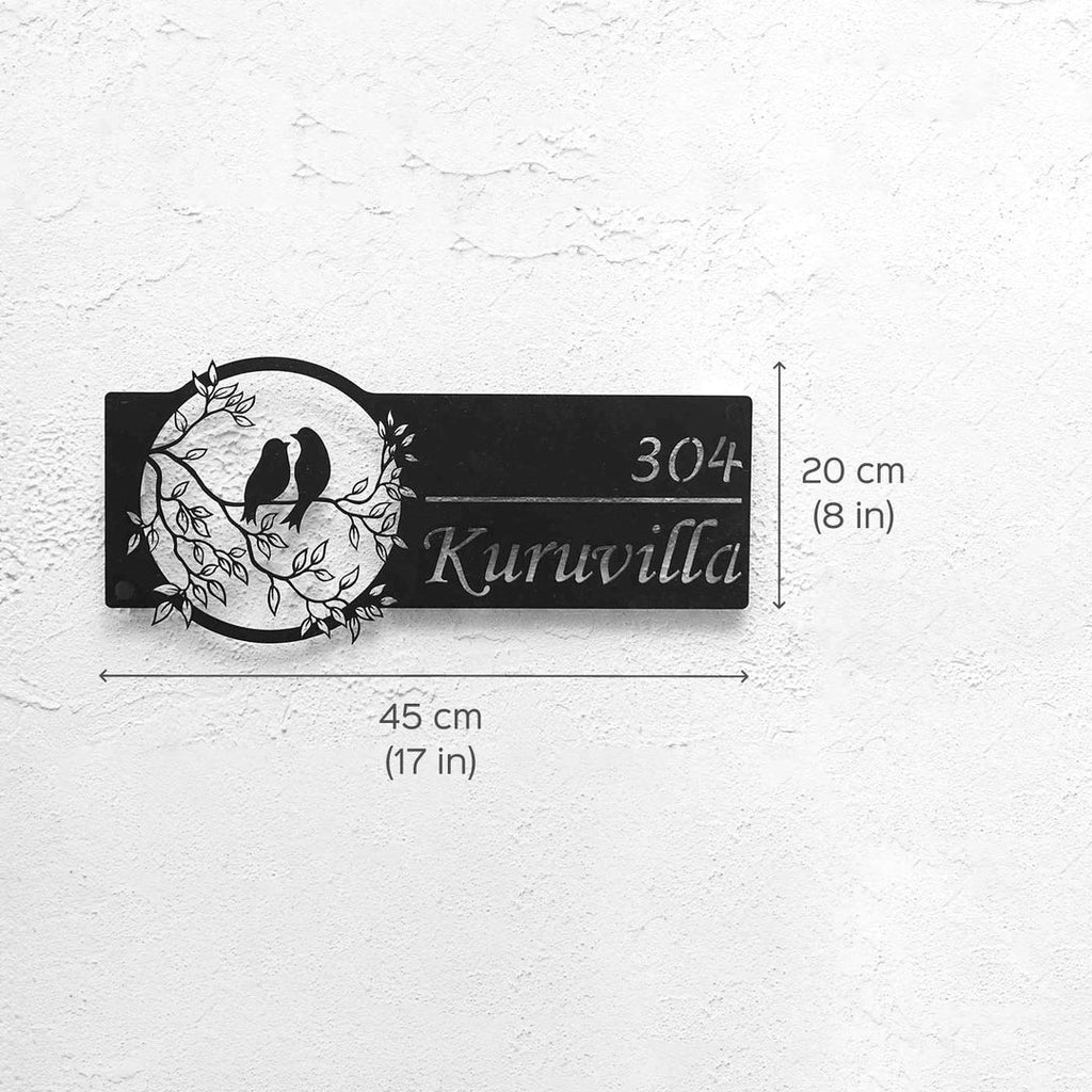 Personalized Bird Themed Weatherproof Name Plate with House Number - Harshita Craft