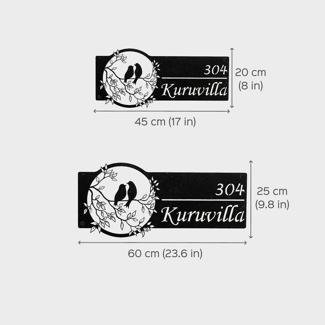 Personalized Bird Themed Weatherproof Name Plate with House Number - Harshita Craft