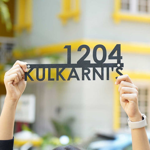 Personalized Modern Weatherproof Name Plate with House Number