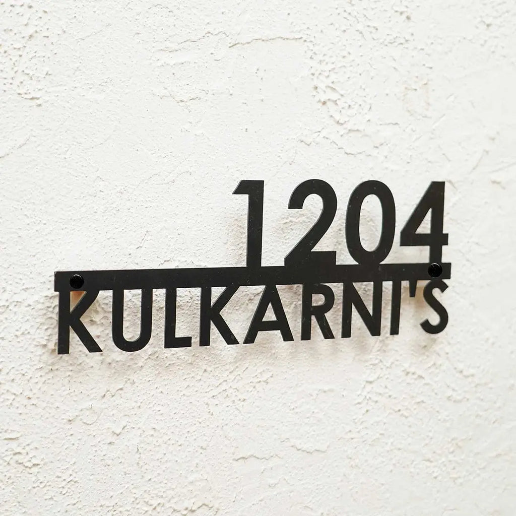 Personalized Modern Weatherproof Name Plate with House Number - Harshita Craft