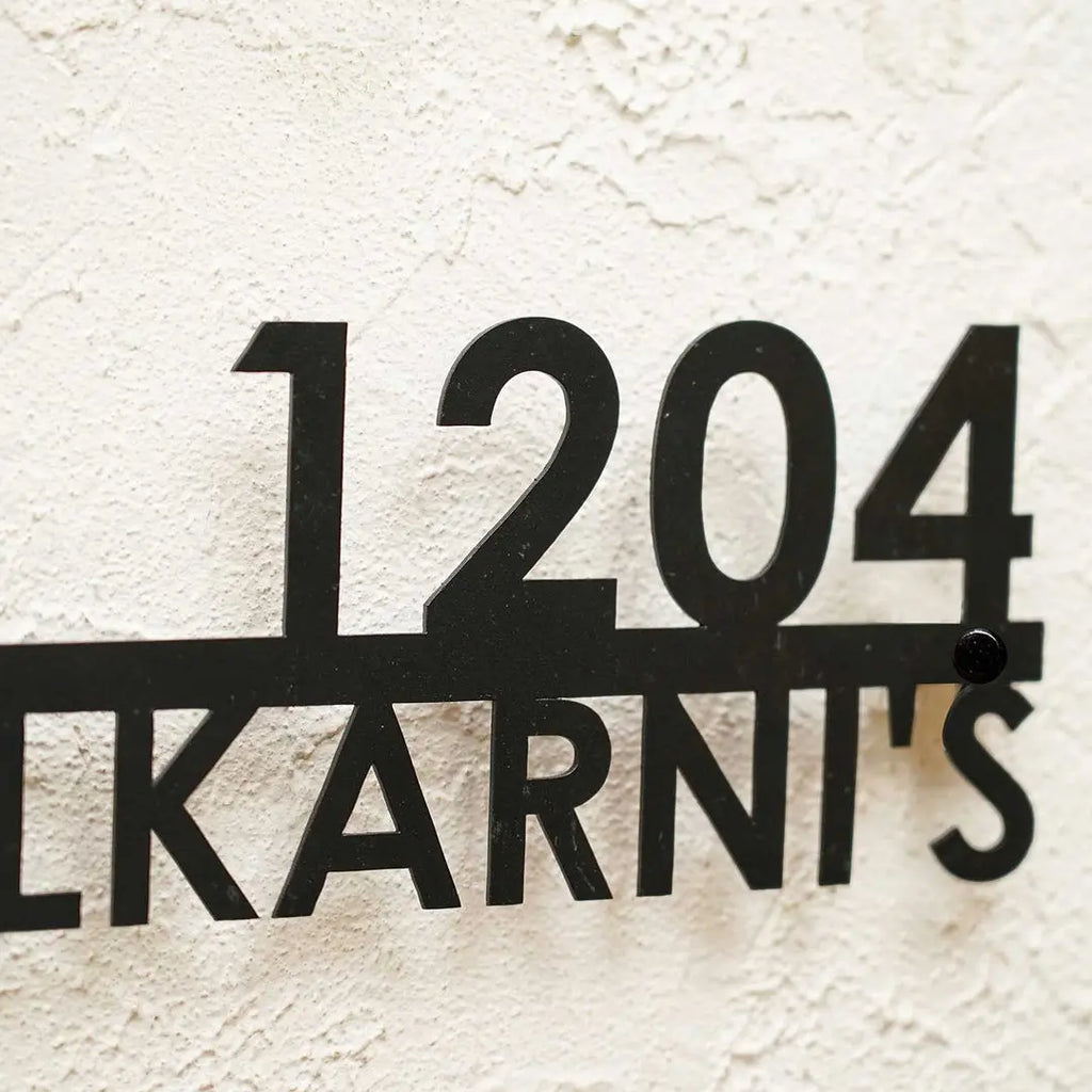 Personalized Modern Weatherproof Name Plate with House Number - Harshita Craft