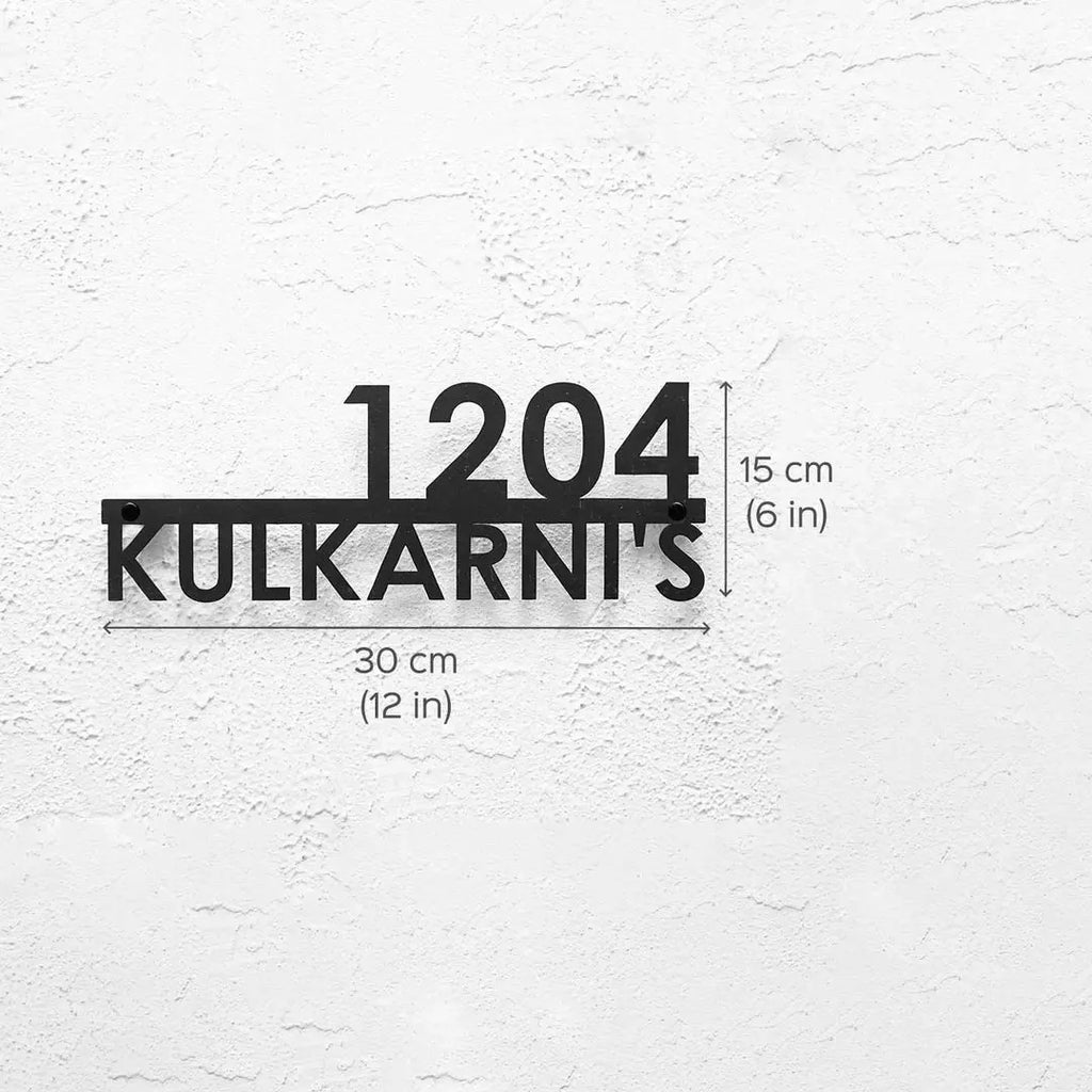 Personalized Modern Weatherproof Name Plate with House Number - Harshita Craft