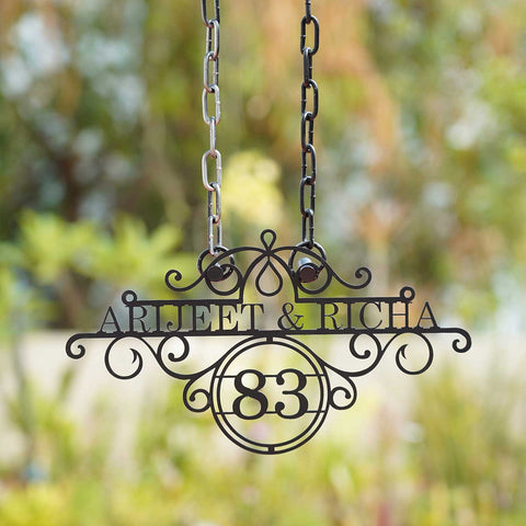 Personalized Ornate Weatherproof Name Plate with House Number