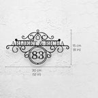 Personalized Ornate Weatherproof Metal Name Plate for Home with House Number - Harshita Craft