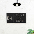 Personalized Minimal Rectangle Weatherproof Name Plate with House Number - Harshita Craft