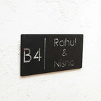 Personalized Minimal Rectangle Weatherproof Name Plate with House Number - Harshita Craft