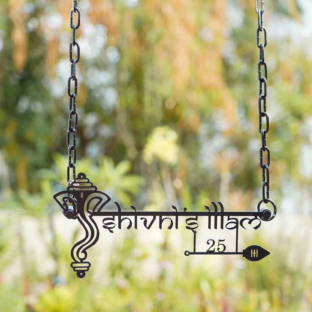 Personalized Ganesha Weatherproof Name Plate with House Number - Harshita Craft