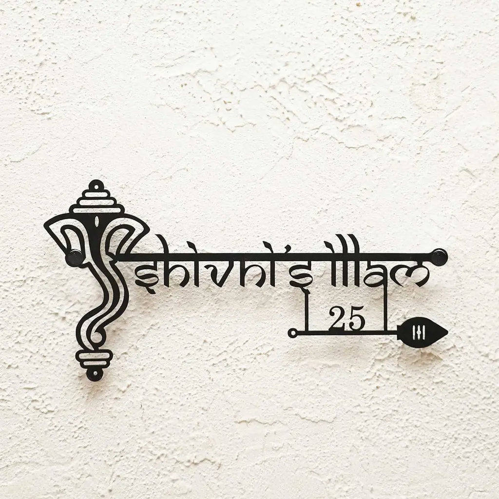 Personalized Ganesha Weatherproof Name Plate with House Number - Harshita Craft
