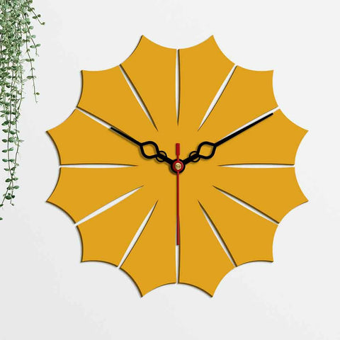 Leaf Shape Designer Wooden Wall Clock - Decor Mantra 