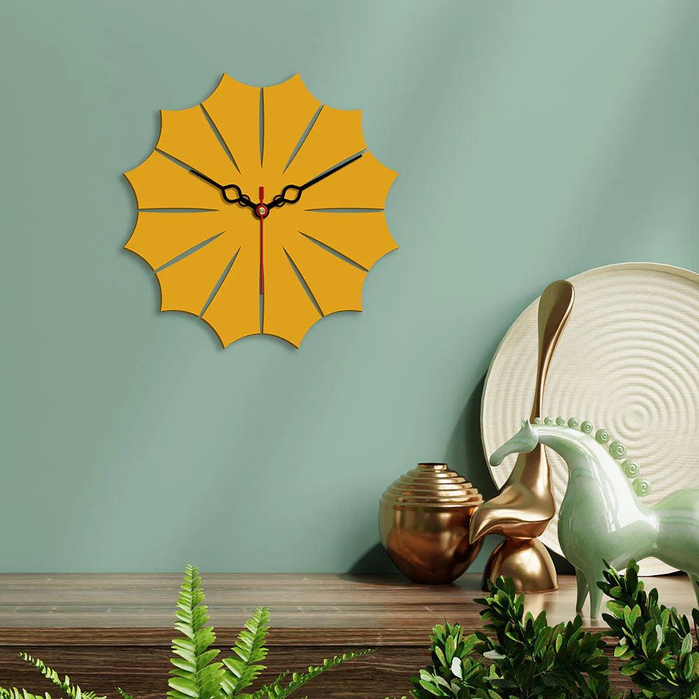 Leaf Shape Designer Wooden Wall Clock - Decor Mantra 