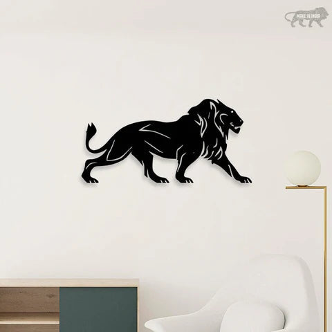Lion Walking Metal Wall Art Decor Mantra
