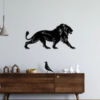 Lion Walking Metal Wall Art Decor Mantra