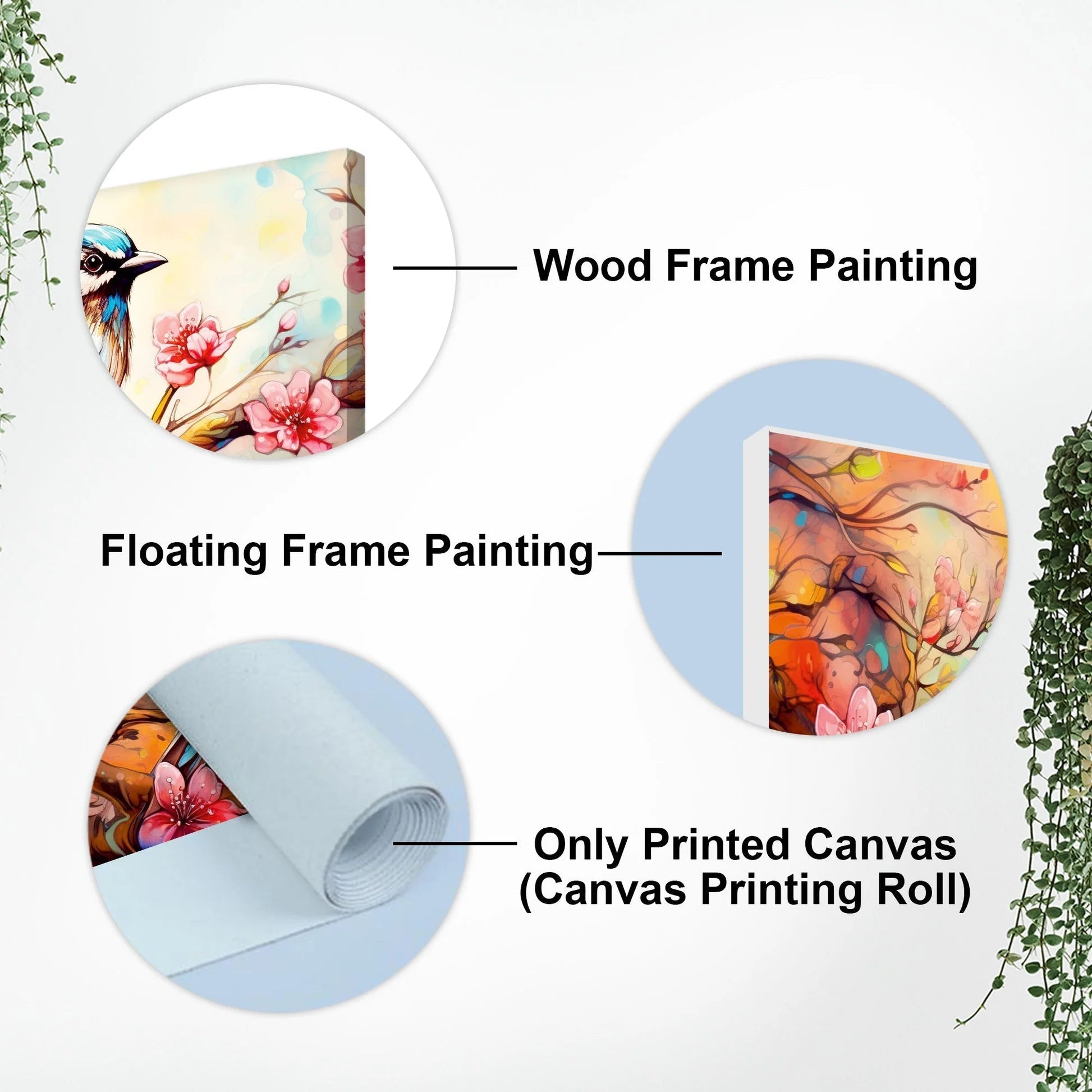 Little Sparrow with bright colored Flower Canvas Wall Painting DECORMANTRA