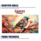 Little Sparrow with bright colored Flower Canvas Wall Painting DECORMANTRA