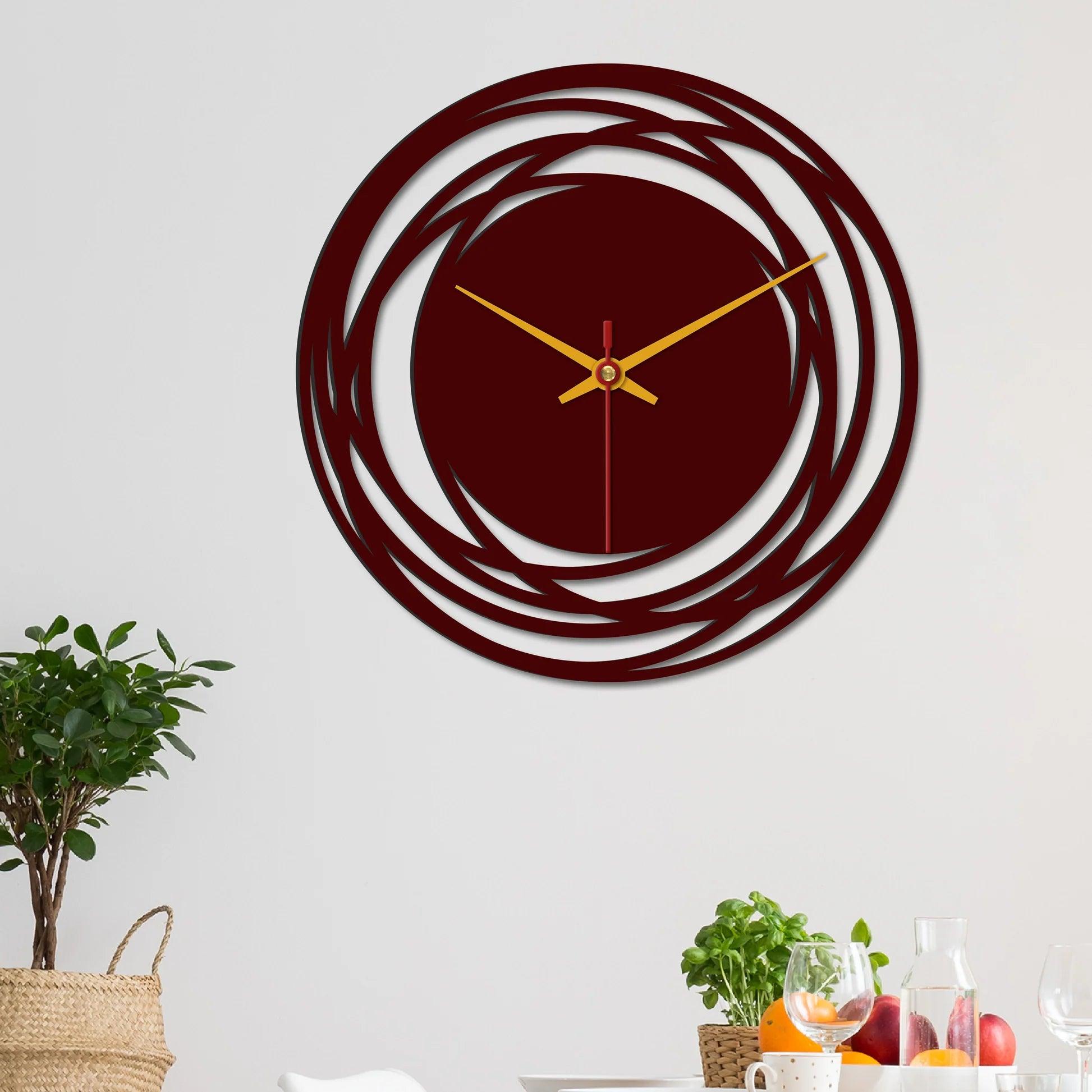 Loops Shape Wooden Wall Clock - Decor Mantra 