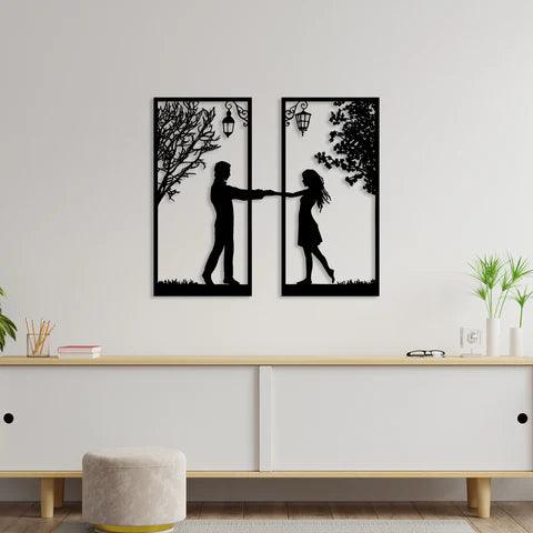 Loving Couple Metal Wall art - Decor Mantra 