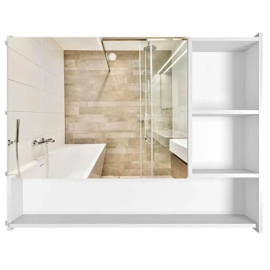 Luxurious Elegant Designer Large Bathroom Mirror Cabinet with 5 Spacious Shelves White Finish - Decor Mantra 