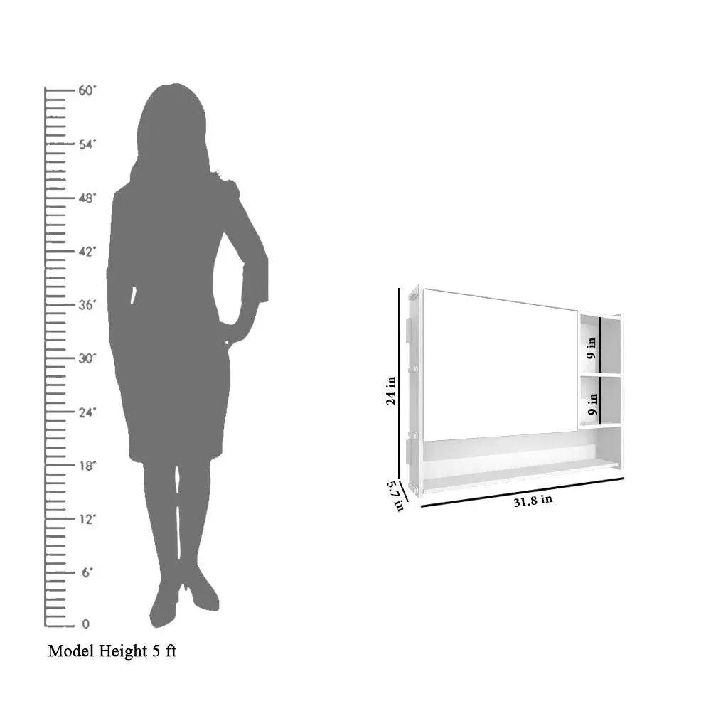 Luxurious Elegant Designer Large Bathroom Mirror Cabinet with 5 Spacious Shelves White Finish - Decor Mantra 