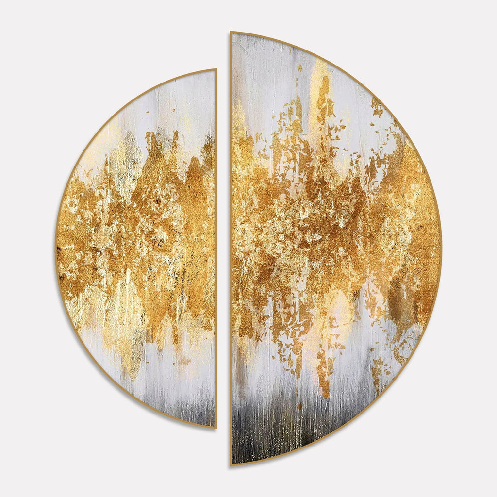 Luxurious Golden Pattern Semi Circle Frames Set Of 2 Decor Mantra