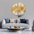 Luxurious Golden Pattern Semi Circle Frames Set Of 2 Decor Mantra