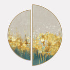 Luxurious Golden Texture Art Semi Circle Frames Set Of 2 Decor Mantra