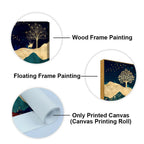 Luxurious Modern Art of Mountains and Golden Tropical leaves Canvas Wall Painting Premium Wall Painting DECORMANTRA