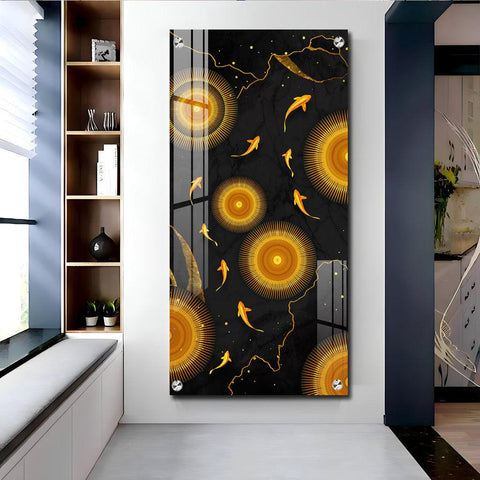 Stunning Vertical Acrylic Wall Art Adorned with Golden Desire - Decor Mantra 