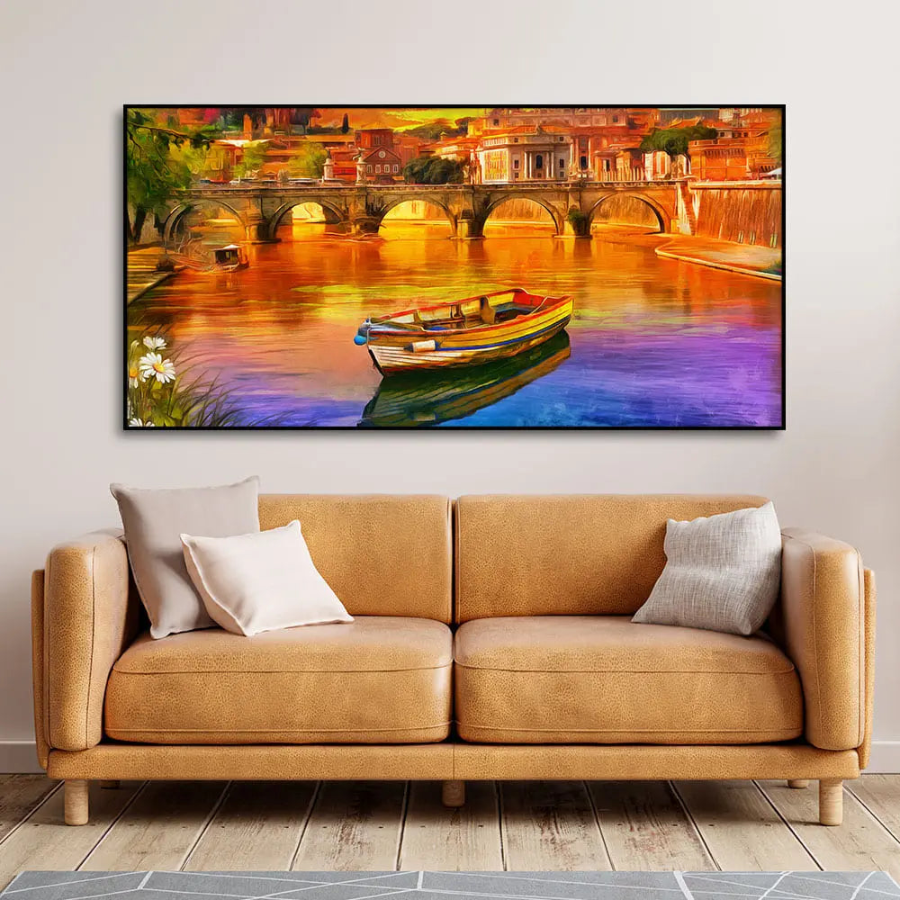 Beautiful Abstract Lake Scenery Canvas Wall Painting Decor Mantra
