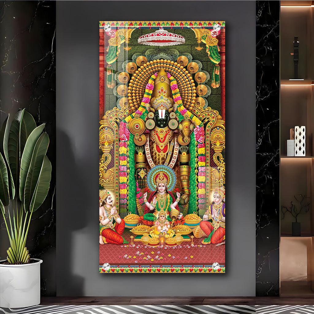 Artistic Lord Venkateswara and Lakshmi Ji Premium Acrylic Vertical Wall Art - Decor Mantra 