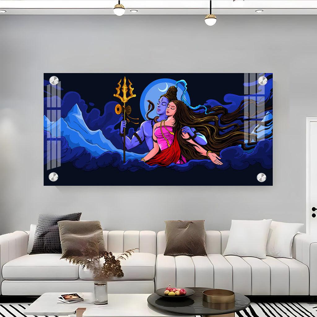 Shiv Shakti Premium Acrylic Horizontal Wall Art - Decor Mantra 