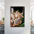 Radha Krishna on Floral Swing Acrylic Wall Art DECORMANTRA