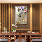 Golden Deers with Colourful Flowers Acrylic Wall Art DECORMANTRA