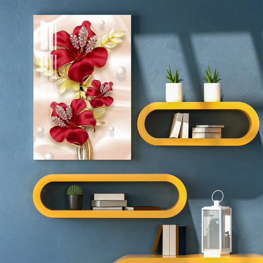 Red Flower Bouquet Acrylic Wall Art DECORMANTRA