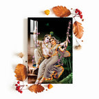 Radha Krishna on Floral Swing Acrylic Wall Art DECORMANTRA
