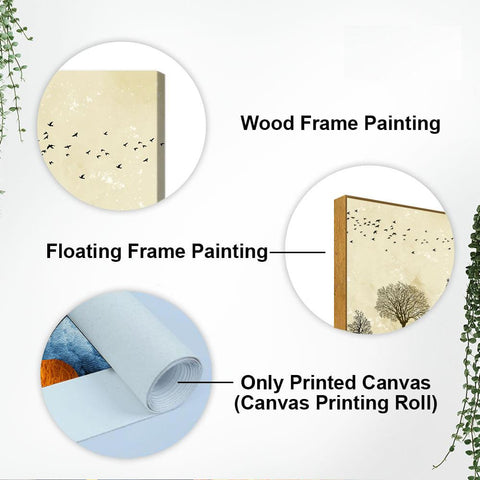 Beautiful Mountain Landscape with Trees and Birds Canvas Wall painting - Decor Mantra 