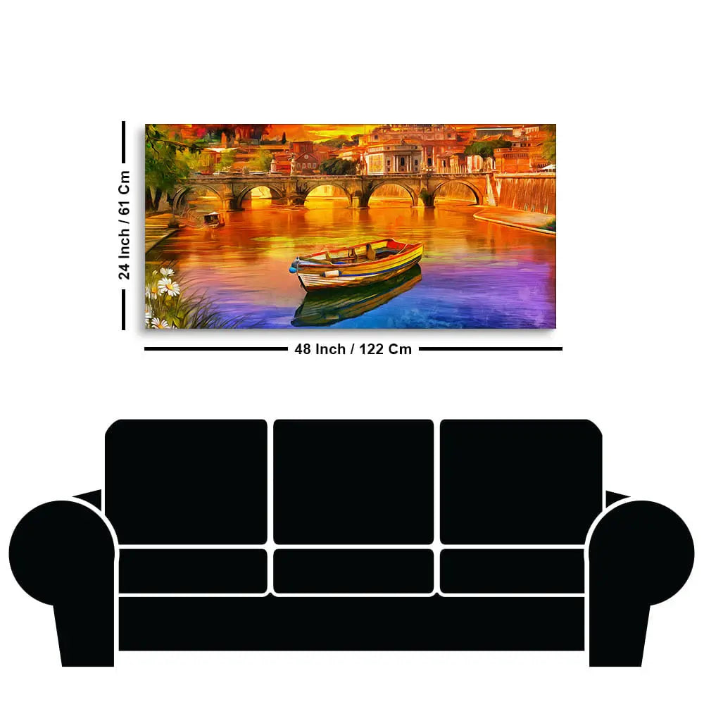 Beautiful Abstract Lake Scenery Canvas Wall Painting Decor Mantra