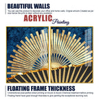 Golden Rising Sun Acrylic Floating Wall Painting Set of 2 - Decor Mantra 