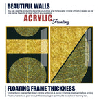 Golden Leaves and Line Art Acrylic Floating Wall Painting Set Of 2 - Decor Mantra 